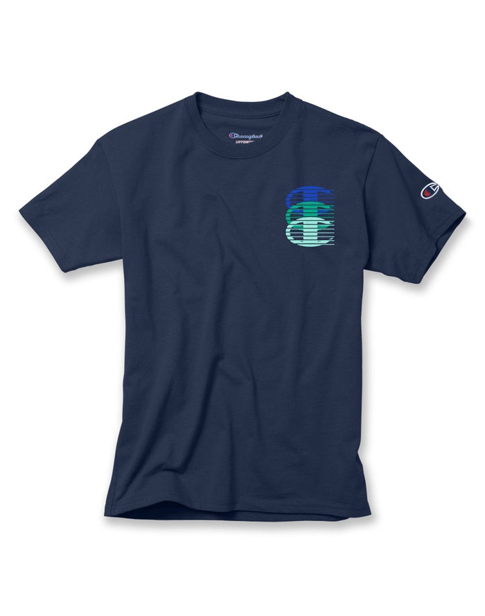 Camiseta Champion Niña - Cotton Vertical Triple Script Logo ( Azul Marino ) 7361859-CM